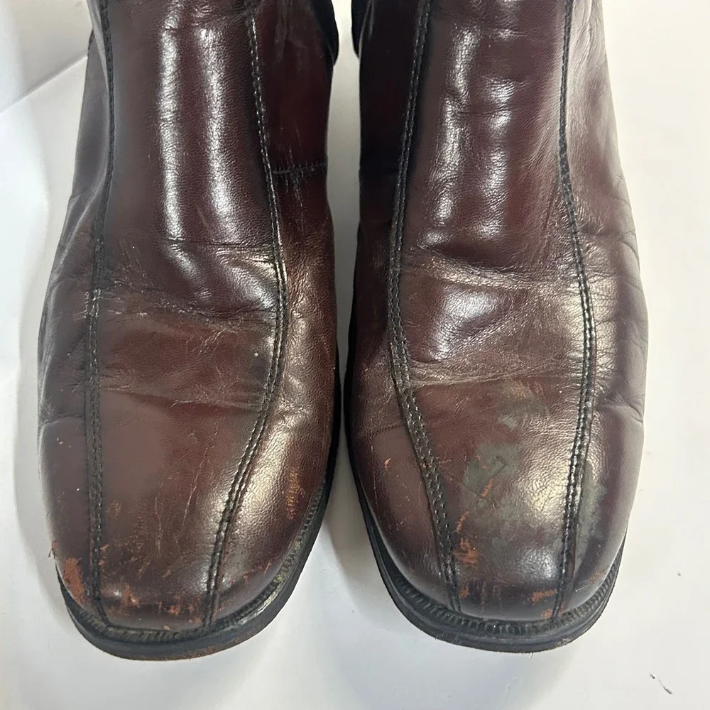 Florsheim Leather Side Zip Ankle Boots Brown Mens 8 D Square Toe 11087-05 Dress